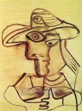 chapeau Painting - Buste au chapeau 1971 Cubism
